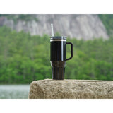Thor 40 oz Eco-Friendly Straw Tumbler — Black (BK) — blank product view — 85