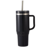Thor 40 oz Eco-Friendly Straw Tumbler — Black (BK) — blank front view — 73