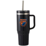 Thor 40 oz Eco-Friendly Straw Tumbler — Black (BK) — decorated front view — 69