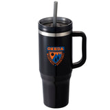 Thor 40 oz Eco-Friendly Straw Tumbler — Black (BK) — decorated front view — 68