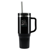 Thor 40 oz Eco-Friendly Straw Tumbler — Black (BK) — decorated front view — 70