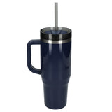 Thor 40 oz Eco-Friendly Straw Tumbler — Navy (NY) — blank back view — 63