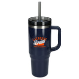 Thor 40 oz Eco-Friendly Straw Tumbler — Navy (NY) — decorated front view — 54
