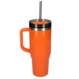 Thor 40 oz Eco-Friendly Straw Tumbler — Orange (OR) — blank back view — 26