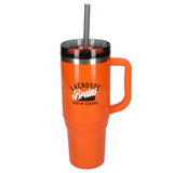Thor 40 oz Eco-Friendly Straw Tumbler — Orange (OR) — decorated front view — 17