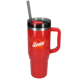 Thor 40 oz Eco-Friendly Straw Tumbler — Red (RD) — decorated front view — 46