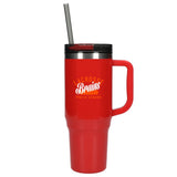 Thor 40 oz Eco-Friendly Straw Tumbler — Red (RD) — decorated front view — 45