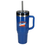 Thor 40 oz Eco-Friendly Straw Tumbler — Royal (RYL) — decorated front view — 3