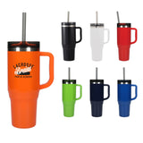 Thor 40 oz Eco-Friendly Straw Tumbler — Orange (OR) — decorated front view — 28
