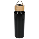 Billy 26oz Eco-Friendly Aluminum Bottle W/ FSC® 100% Bamboo Lid — Black (BK) — blank right angle — 39