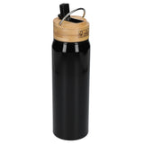 Billy 26oz Eco-Friendly Aluminum Bottle W/ FSC® 100% Bamboo Lid — Black (BK) — blank right angle — 38