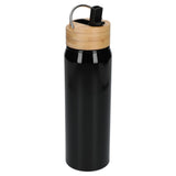 Billy 26oz Eco-Friendly Aluminum Bottle W/ FSC® 100% Bamboo Lid — Black (BK) — blank right angle — 40