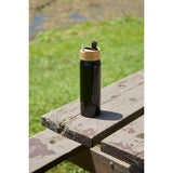 Billy 26oz Eco-Friendly Aluminum Bottle W/ FSC® 100% Bamboo Lid — Black (BK) — blank product view — 34