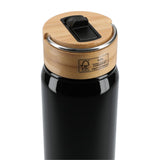 Billy 26oz Eco-Friendly Aluminum Bottle W/ FSC® 100% Bamboo Lid — Black (BK) — blank product view — 31
