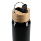 Billy 26oz Eco-Friendly Aluminum Bottle W/ FSC® 100% Bamboo Lid — Black (BK) — blank product view — 33