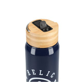 Billy 26oz Eco-Friendly Aluminum Bottle W/ FSC® 100% Bamboo Lid — Navy (NY) — blank front view — 24