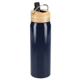 Billy 26oz Eco-Friendly Aluminum Bottle W/ FSC® 100% Bamboo Lid — Navy (NY) — blank back view — 20