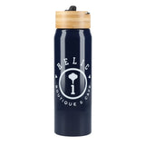 Billy 26oz Eco-Friendly Aluminum Bottle W/ FSC® 100% Bamboo Lid — Navy (NY) — decorated front view — 19