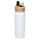 Billy 26oz Eco-Friendly Aluminum Bottle W/ FSC® 100% Bamboo Lid — White (WH) — blank right angle — 15