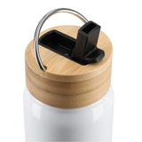 Billy 26oz Eco-Friendly Aluminum Bottle W/ FSC® 100% Bamboo Lid — White (WH) — blank product view — 8