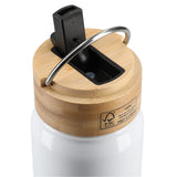 Billy 26oz Eco-Friendly Aluminum Bottle W/ FSC® 100% Bamboo Lid — White (WH) — blank product view — 6
