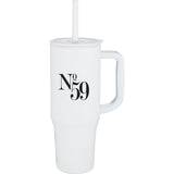 Erie 30oz Eco-Friendly Straw Tumbler — White (WH) — decorated front view — 2