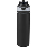 Elvin 28oz Recycled Stainless Flip Straw Bottle — Black (BK) — blank front view — 24