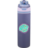 Elvin 28oz Recycled Stainless Flip Straw Bottle — Future Dusk — decorated front view — 47