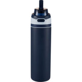 Elvin 28oz Recycled Stainless Flip Straw Bottle — Navy (NY) — blank left angle — 17
