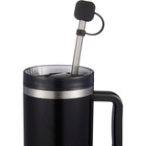 Silicone Straw Topper — Black (BK) — blank front view — 16