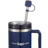 Silicone Straw Topper — Navy (NY) — blank front view — 22