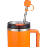 Silicone Straw Topper — Orange (OR) — blank front view — 12