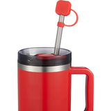 Silicone Straw Topper — Red (RD) — blank front view — 20