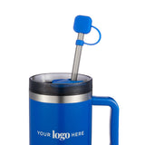 Silicone Straw Topper — Royal (RYL) — decorated front view — 2