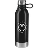 Perth Single-Walled Stainless Steel 25oz Sports Water Bottle — Black (BK) — decorated front view — 10