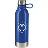 Perth Single-Walled Stainless Steel 25oz Sports Water Bottle — Blue (BL) — decorated front view — 2