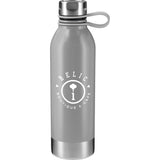 Perth Single-Walled Stainless Steel 25oz Sports Water Bottle — Gray (GY) — decorated front view — 8
