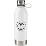 Perth Single-Walled Stainless Steel 25oz Sports Water Bottle — White (WH) — decorated front view — 5