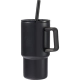 Summit 18 oz Vacuum Insulated Mug with Straw — Black (BK) — blank left angle — 23