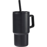 Summit 18 oz Vacuum Insulated Mug with Straw — Black (BK) — blank right angle — 22