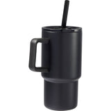 Summit 18 oz Vacuum Insulated Mug with Straw — Black (BK) — blank back view — 20