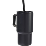 Summit 18 oz Vacuum Insulated Mug with Straw — Black (BK) — blank back view — 19