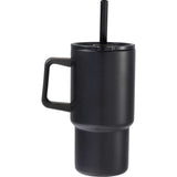 Summit 18 oz Vacuum Insulated Mug with Straw — Black (BK) — blank back view — 21