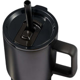 Summit 18 oz Vacuum Insulated Mug with Straw — Black (BK) — decorated detail view — 18