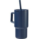 Summit 18 oz Vacuum Insulated Mug with Straw — Navy (NY) — blank back view — 9