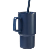 Summit 18 oz Vacuum Insulated Mug with Straw — Navy (NY) — blank back view — 8