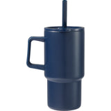Summit 18 oz Vacuum Insulated Mug with Straw — Navy (NY) — blank back view — 10