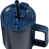 Summit 18 oz Vacuum Insulated Mug with Straw — Navy (NY) — blank detail view — 7