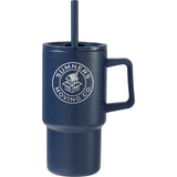 Summit 18 oz Vacuum Insulated Mug with Straw — Navy (NY) — decorated front view — 2