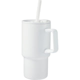 Summit 18 oz Vacuum Insulated Mug with Straw — White (WH) — blank left angle — 33